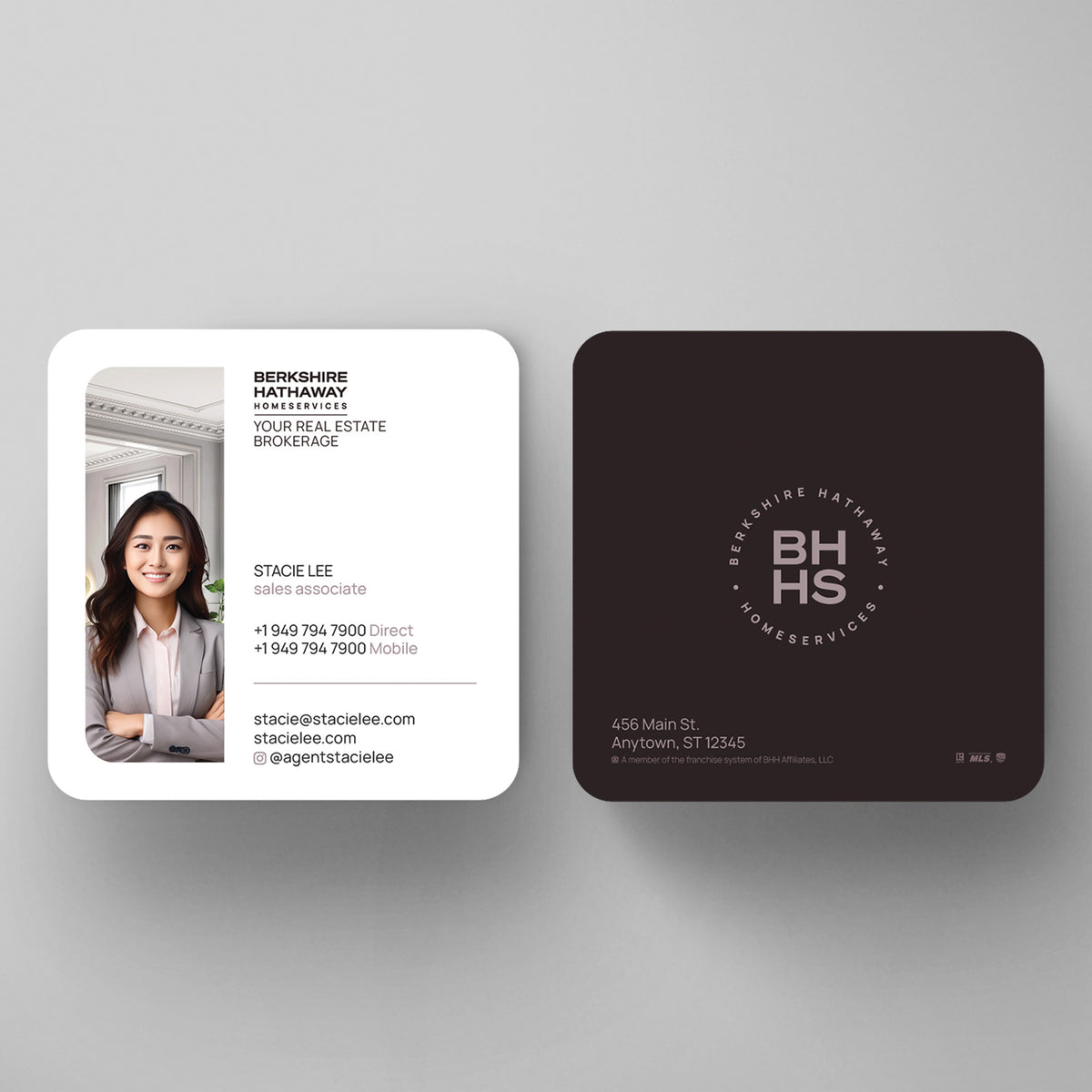 Berkshire Hathaway HomeServices 3x3 Square Business Card Template 002 | Custom Design & Print Main image