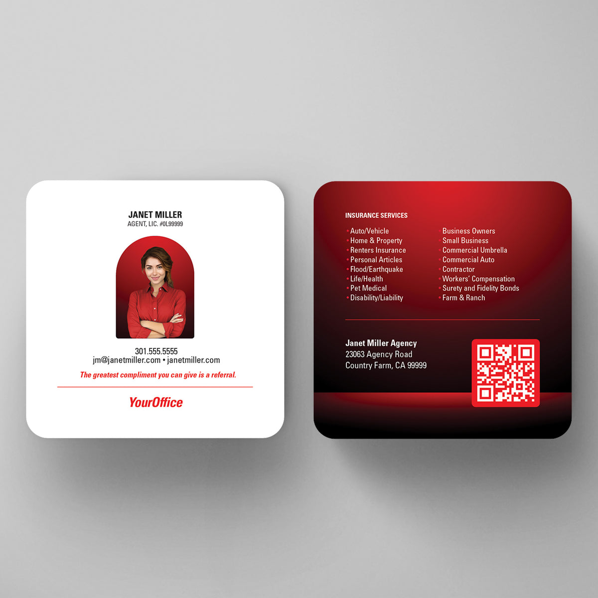 State Farm Insurance 3x3 Square Business Card Template 002 | Custom Design & Print Main image