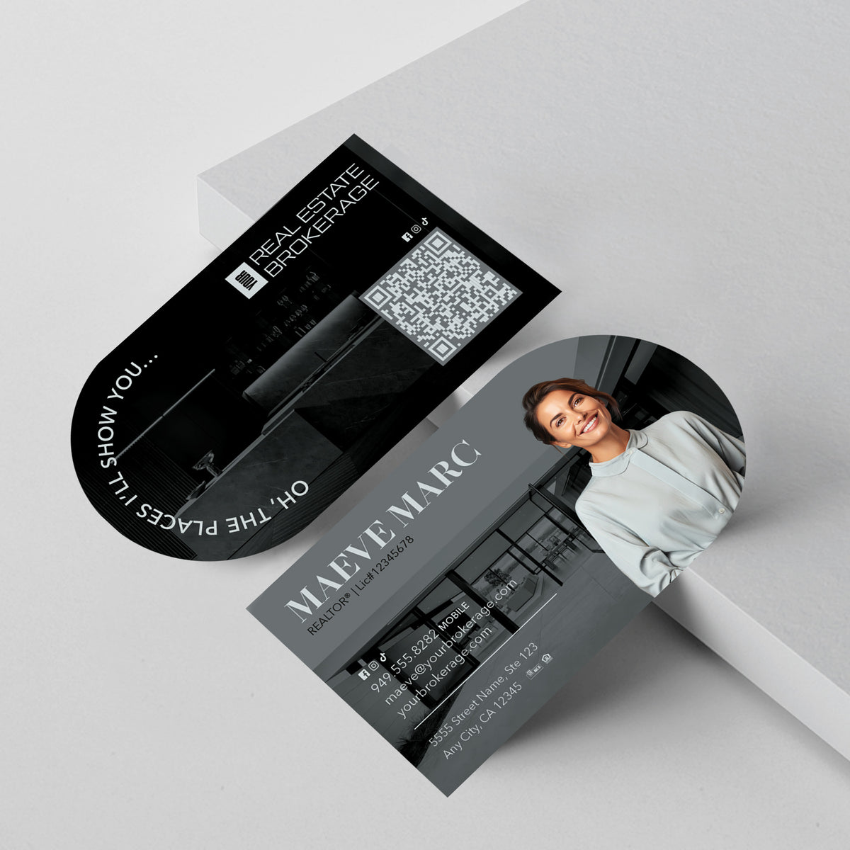 Your Brokerage Half-Circle Business Card Template 009 | Custom Design & Print