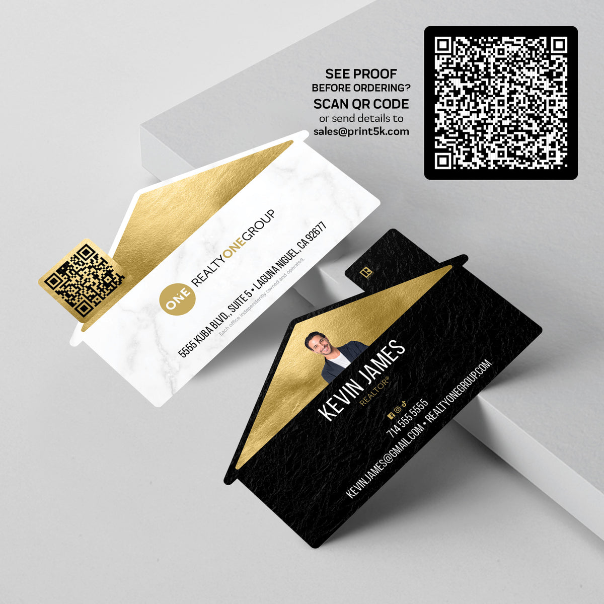 Realty ONE Group Die-Cut Business Card Template 001 | Custom Design & Print
