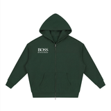 Unisex Loose Solid Full Zip Hoodie