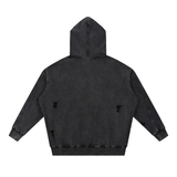 Snow Washed Distressed Panel Pocket Hoodie