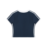 Women's Retro Binding V-Neck Crop T-Shirt