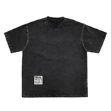 Snow Washed Raw-Edge Neckline T-Shirt
