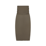 Dyed Washed Straight Hip-Hugging Slim Maxi Skirt