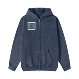 Snow Washed Zip-Through Fleece Hoodie