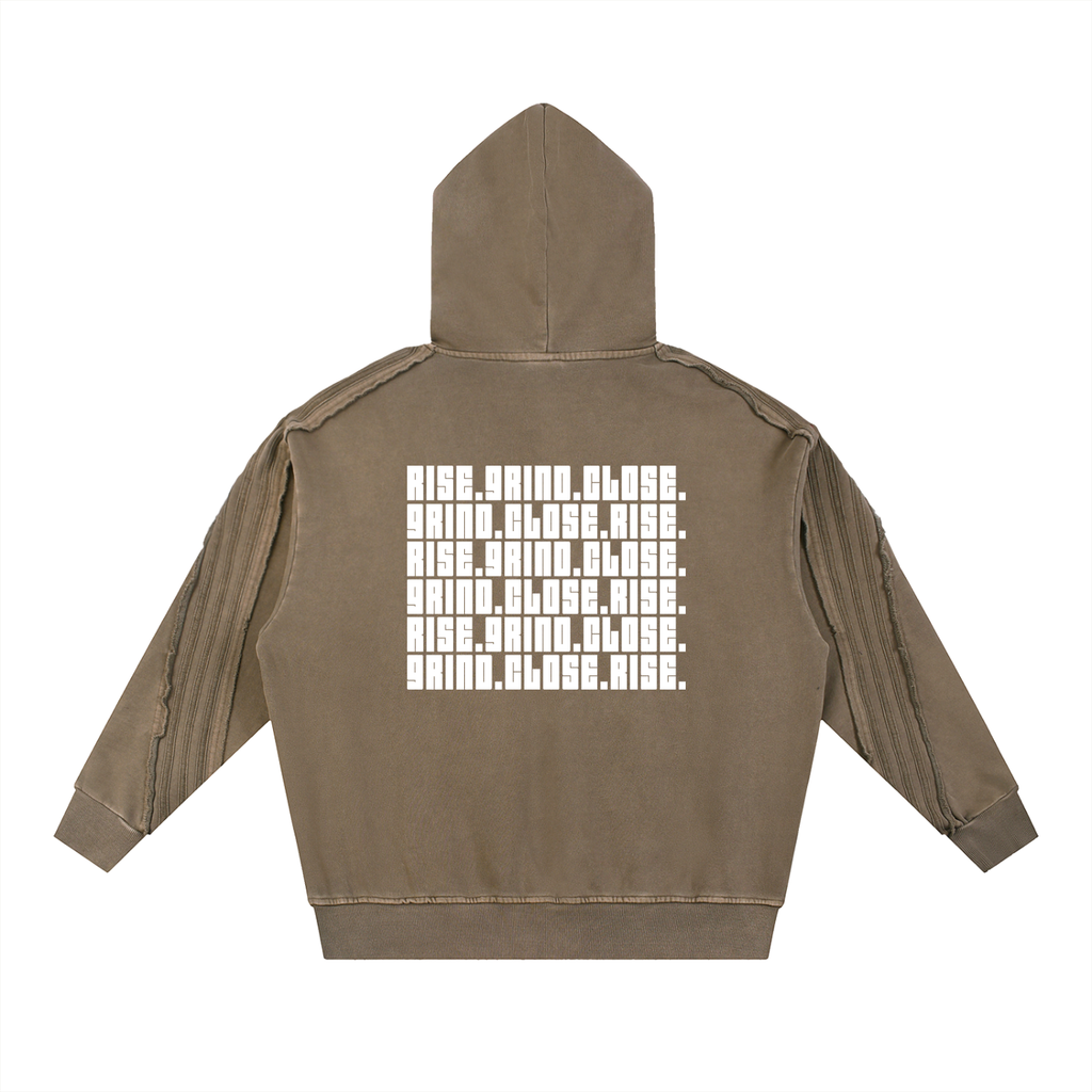 Snow Washed Tape Raw Edge Hoodie
