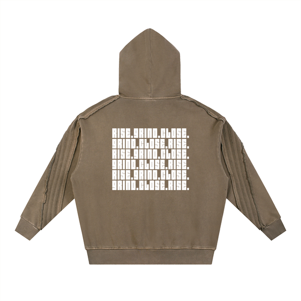 Snow Washed Tape Raw Edge Hoodie