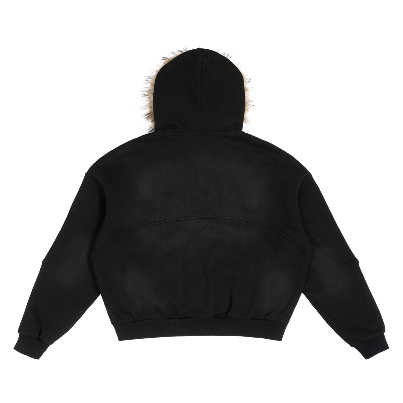 Sun Fade Boxy Detachable Fur Hoodie Secondary image