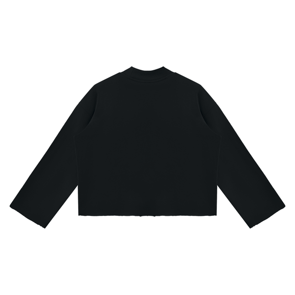 Unisex Mock Neck Raw Edge Boxy Sweatshirt