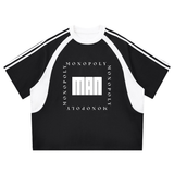 Contrast Stripes Panel Mesh T-shirt