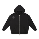 Contrast Tape Raw Edge Double Layered Zip Hoodie