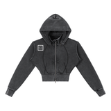 Vintage Washed Cropped Fleece Hoodie