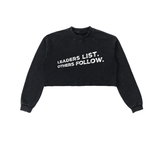 Snow Washed Raw Edge Cropped Sweatshirt