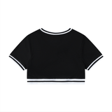 Women's Color Block V-Neck Crop T-Shirt