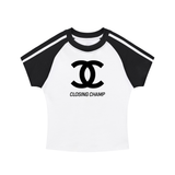 Contrast Stripes Bodycon Raglan  Sleeve T-Shirt
