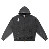 Snow Wash Oversized Zip-Up Hoodie