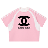 Contrast Stripes Panel Mesh T-shirt