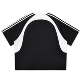 Contrast Stripes Panel Mesh T-shirt