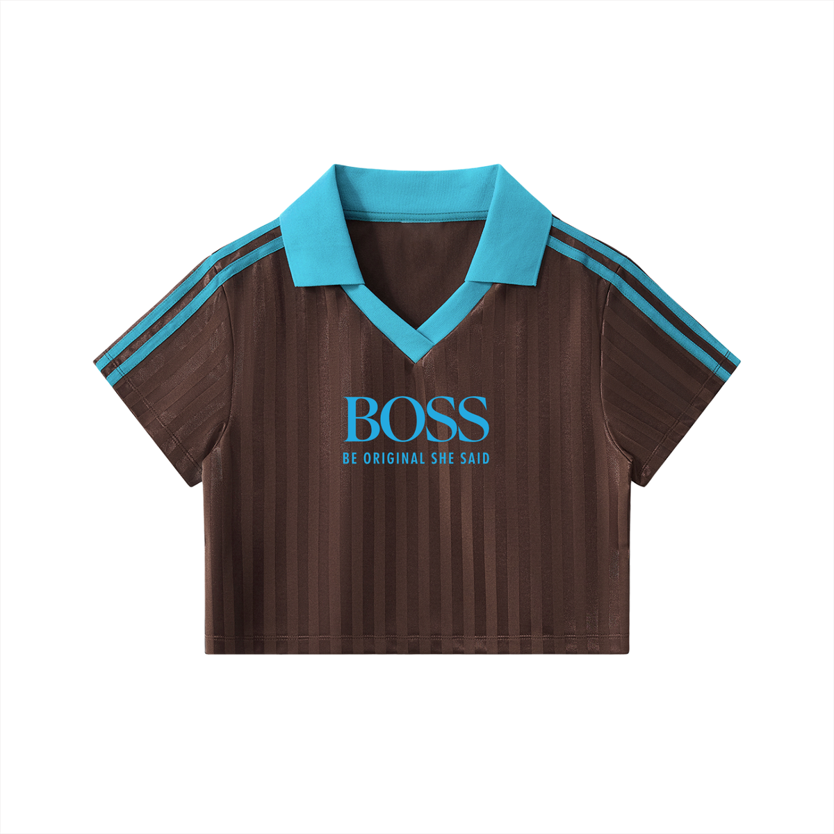 Contrast Collar Striped Cropped Jersey Main image