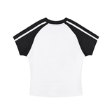 Contrast Stripes Bodycon Raglan  Sleeve T-Shirt