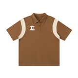 Contrast Panel Cotton Polo Shirt