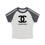 Contrast Stripes Bodycon Raglan  Sleeve T-Shirt