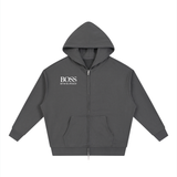 Unisex Loose Solid Full Zip Hoodie