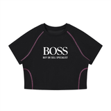 Women's Contrast Stitch Raglan Crop T-Shirt