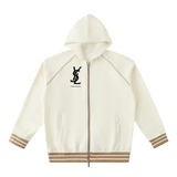 Striped Trim Zip-Up Hoodie