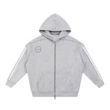 Contrast Tape Raw Edge Double Layered Zip Hoodie