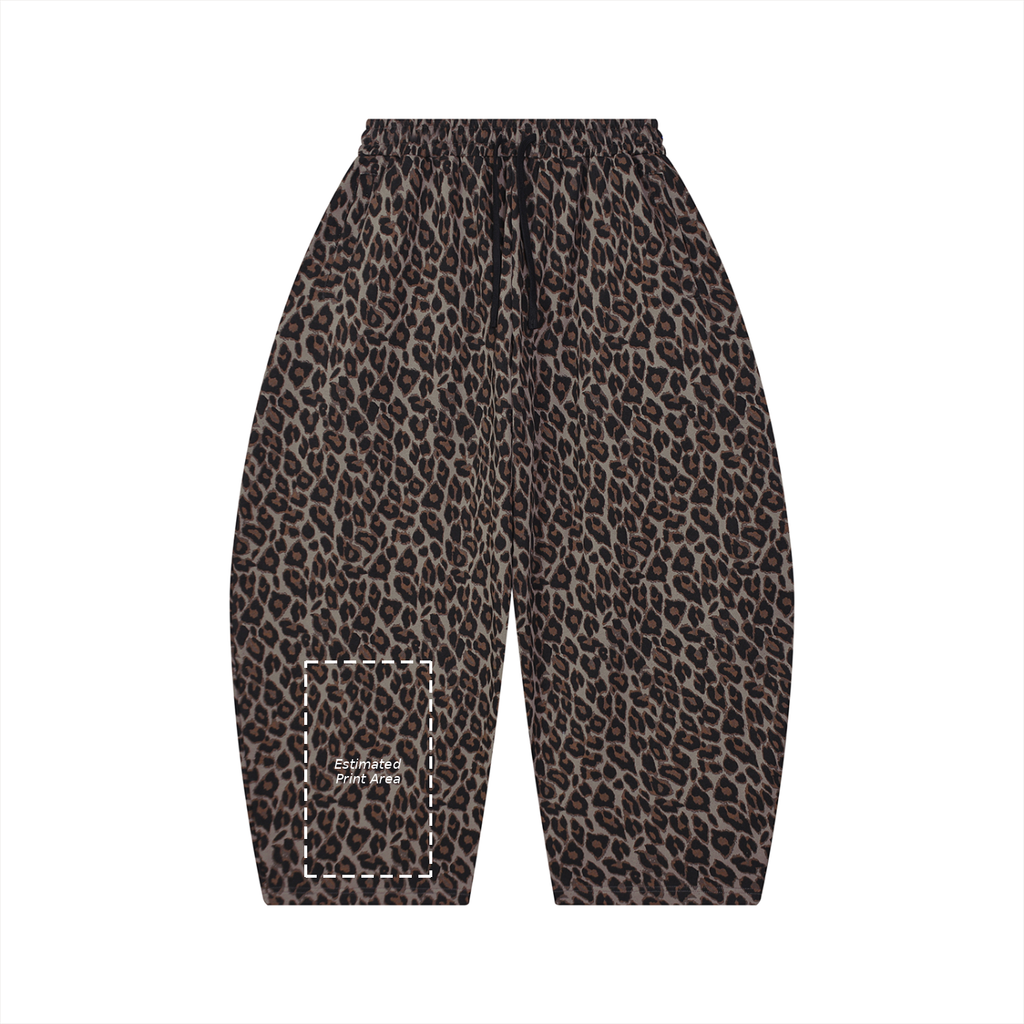 Unisex Leopard Barrel Leg Sweatpants