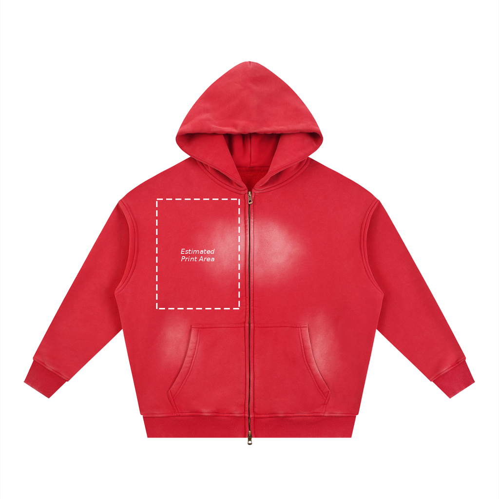 Sunfade Two-way Zipper Boxy Fleece Hoodie