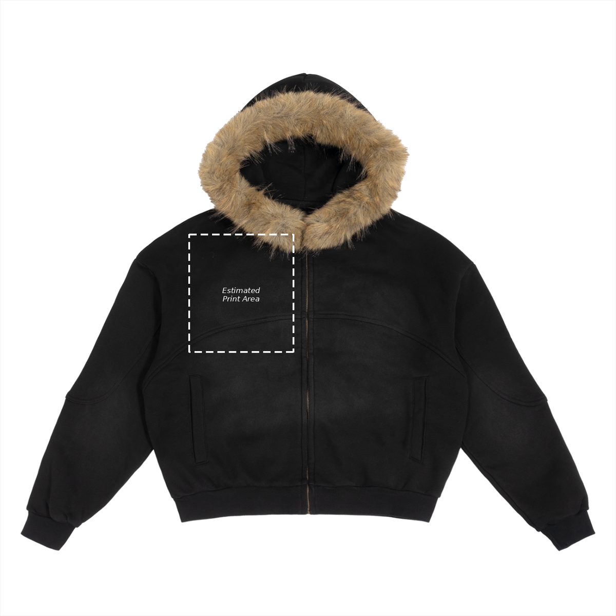 Sun Fade Boxy Detachable Fur Hoodie Main image