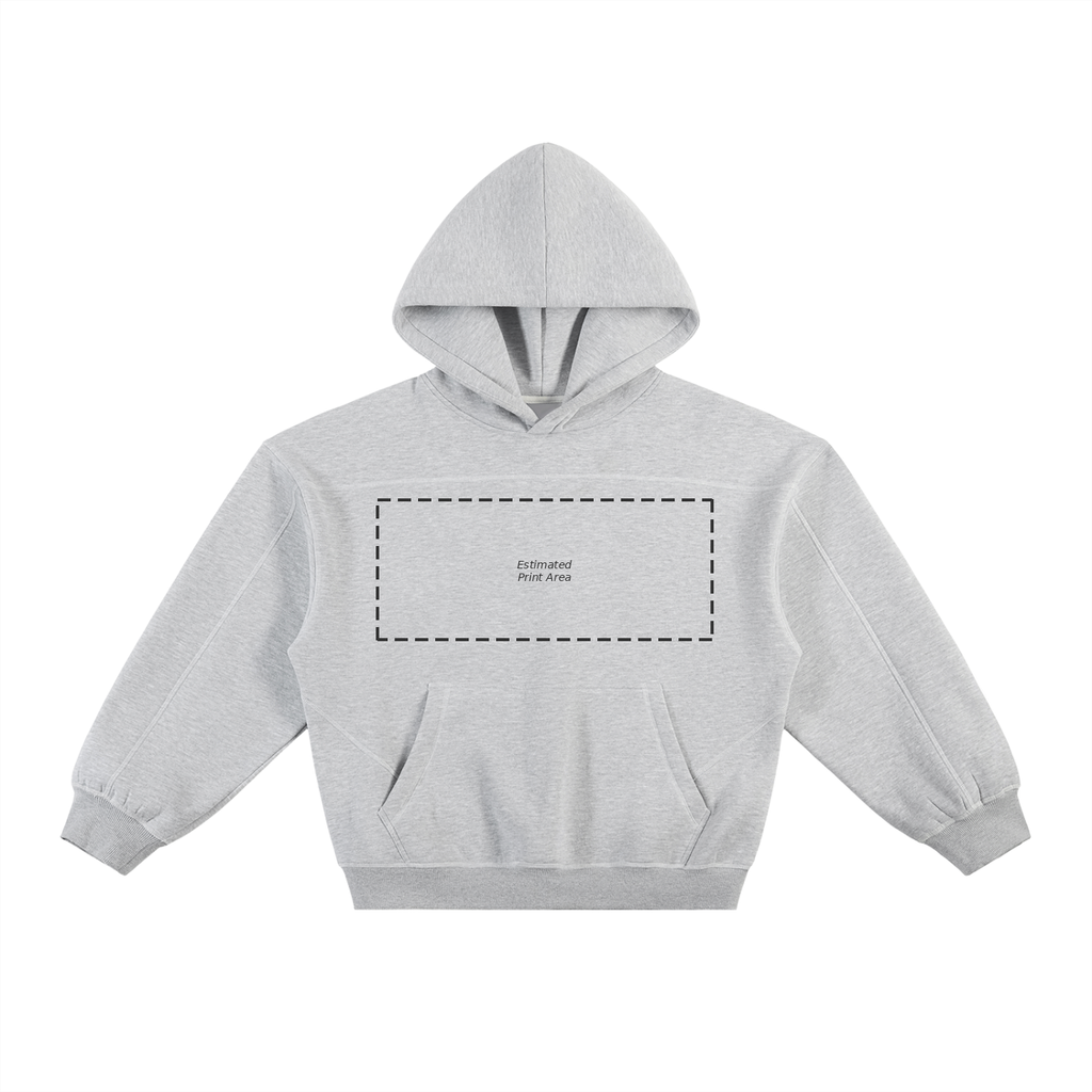Contrast-Stitched Boxy Fleece Hoodie