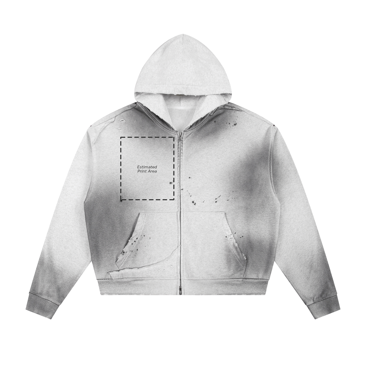 Sun Fade Frayed Raw Edge Fleece Zip Hoodie Main image