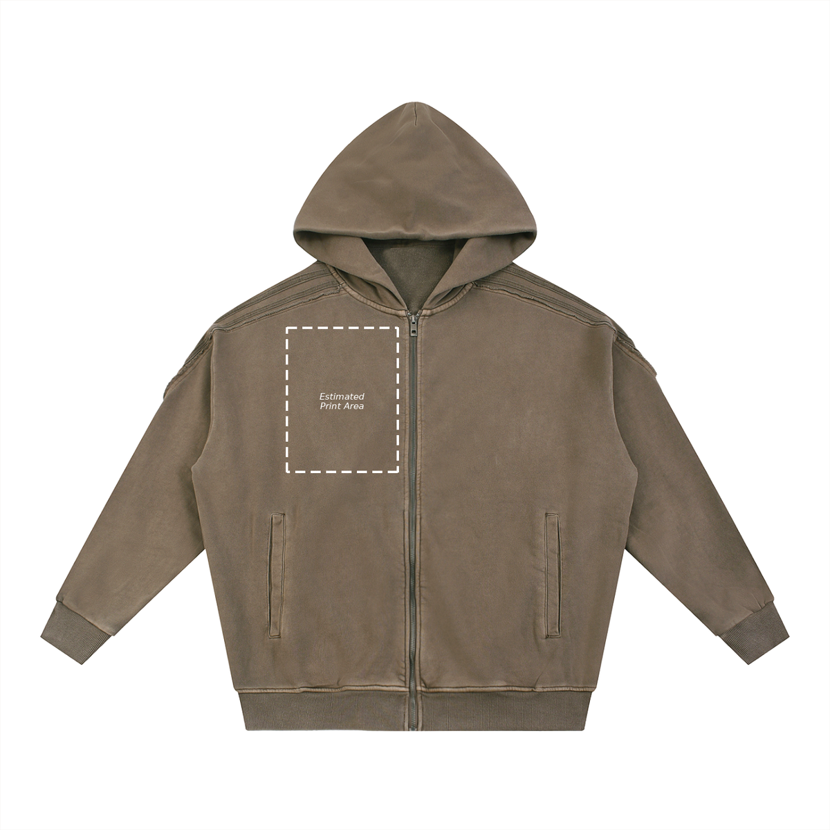 Snow Washed Tape Raw Edge Zip Hoodie Main image