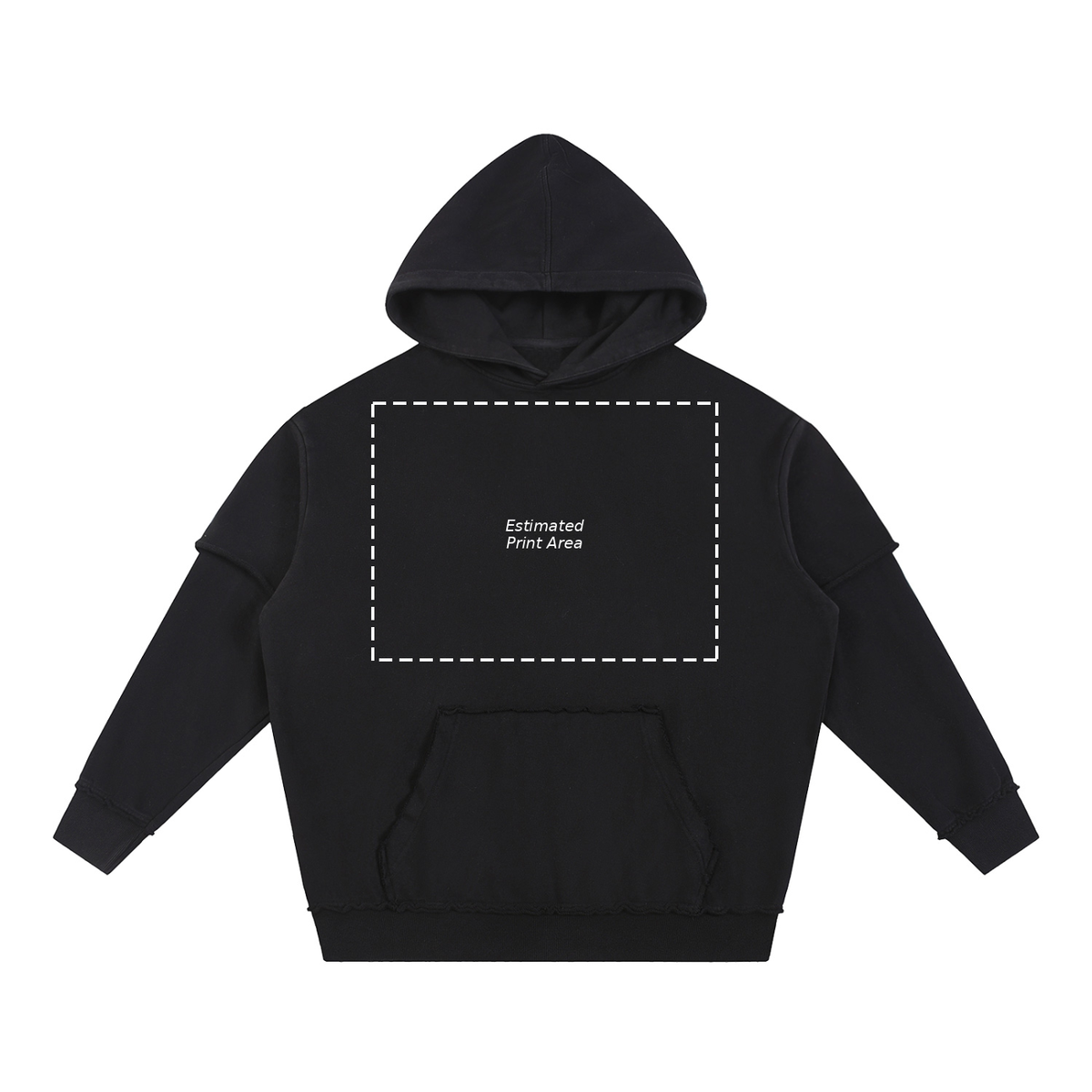 Snow Washed Raw Edge Double Layered Hoodie Main image