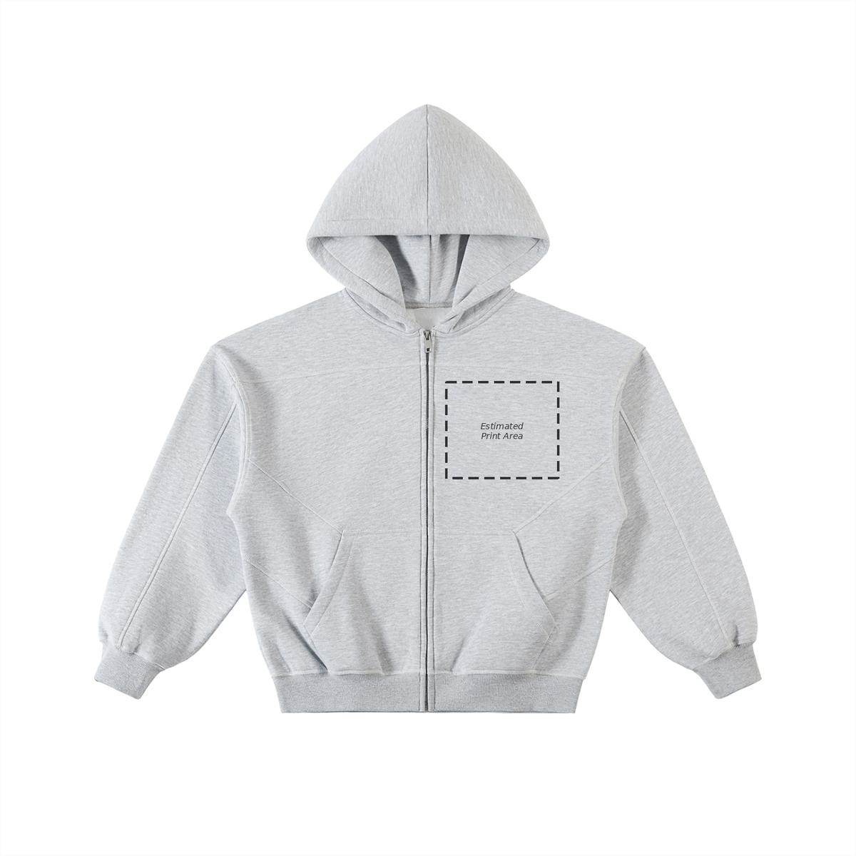 Contrast-Stitched Boxy Fleece Zip Hoodie Main image