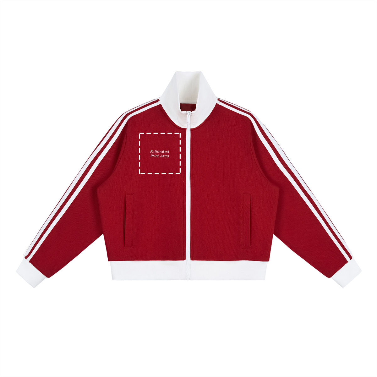 Contrast Side Stripe Fleece Cropped Track Jacket Main image