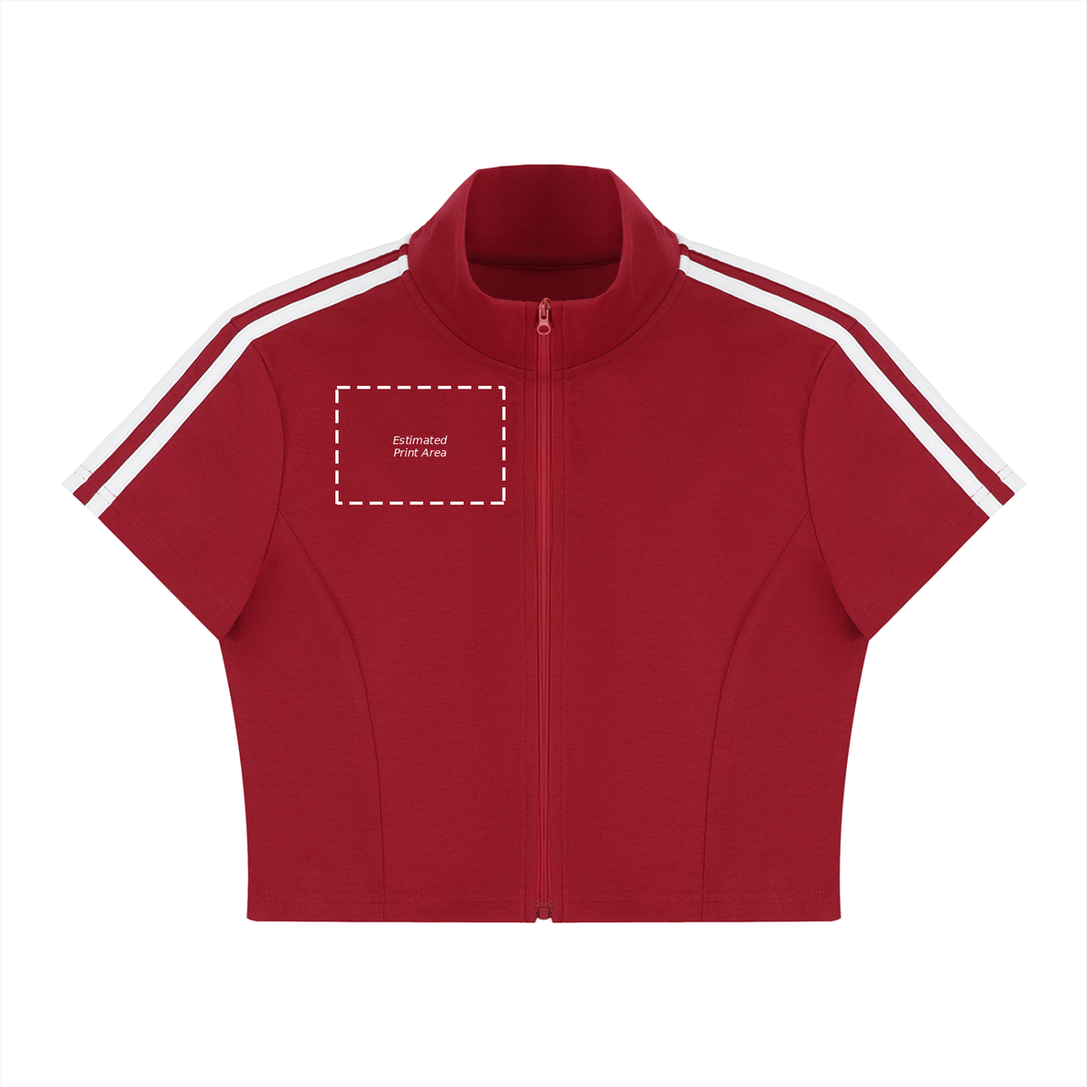 Women's Cropped Full Zip Short Sleeve T-Shirt Main image